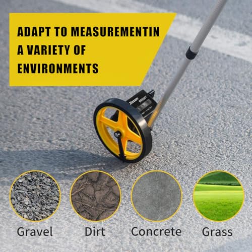 Zozen 6-Inch Measuring Wheel with Telescopic Handle - 37in Extended (Handle 37 in) - Yellow