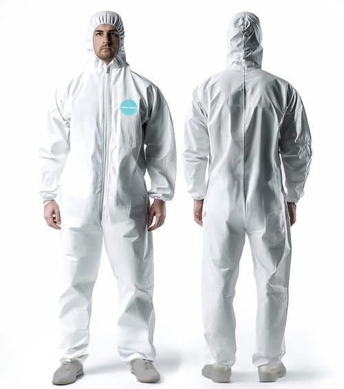 Andes Safety 25 Individual Pack Hazmat Suits, Heavy Duty Full Body Disposable Paint Suits, Lab Coveralls with Hood and Elastic Wrists and Ankles, 1 Each per Bag, 25 Each per Case (X-Large)