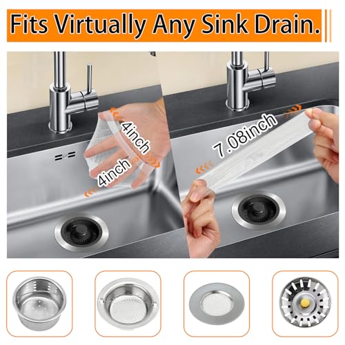 Disposable Sink Drain Covers 400 Pack - Ultra-Fine Mesh Food & Hair Strainer Bags
