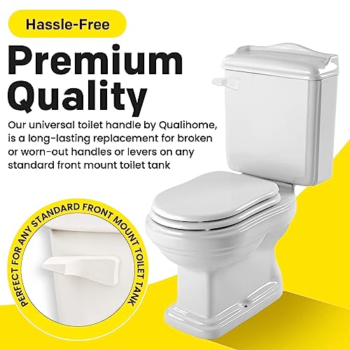 Qualihome Toilet Tank Flush Lever Replacement White Straight Arm Compatible with American Standard