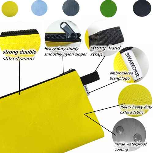 5 Pack Tool Bag Zipper Pouch, Premium Tool Pouch, Utility Multipurpose Storage Organizer Tool Pouches for Tools, Stationary, Pencil Pouch 13"x8"