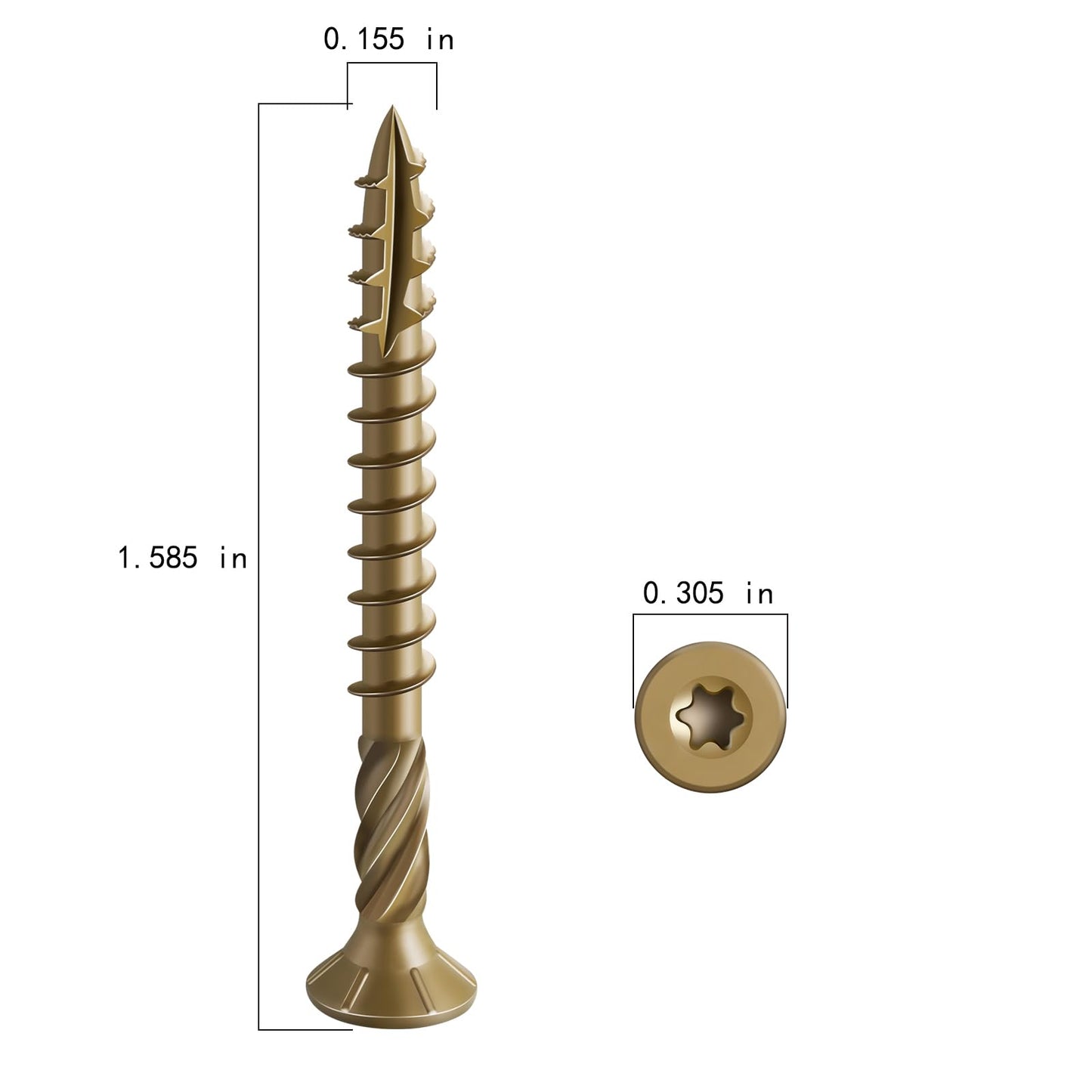 Wensilon #8 * 1-5/8" Deck Screws, (188pcs) 1 lbs.Exterior Wood Screws, Rust Resistant Epoxy Coated, Bronze, T20 Star Bit