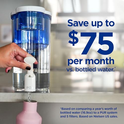 PUR Faster Filter 30-Cup Countertop Water Dispenser for Fridge White/Blue - Includes Genuine Filter