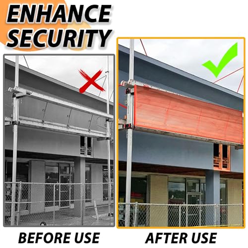FULEIYA 40ft Construction Safety Debris Netting with 24 Tapes & Buckles - Orange Fire Retardant Pump Jack Safety Net, Scaffold Enclosure (Model: 40TF-1P)