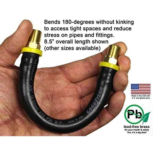 8.5-inch Short Air Compressor Hose: 1/4" Male NPT to 1/4" Male NPT Connections (Lead-Free Brass)