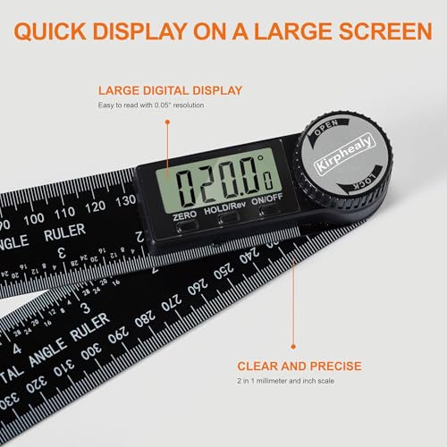 Digital Angle Finder Protractor, 7-Inch/200 mm ABS Ruler - Enhanced ABS