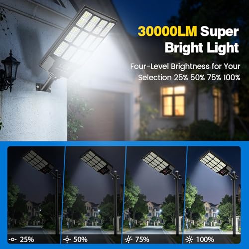 JWT 4 Pack Solar Outdoor Waterproof Flood Lights with Remote Dusk to Dawn Motion Sensor 6500K LED Security Lighting