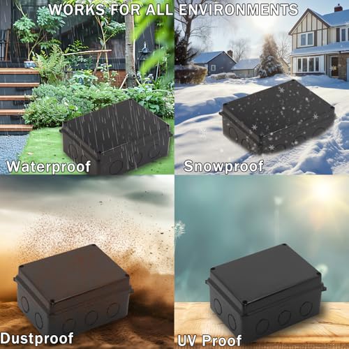 LuSumtly 5.9 x 4.3 x 2.8 Inch Waterproof Electrical Junction Box IP65 Black