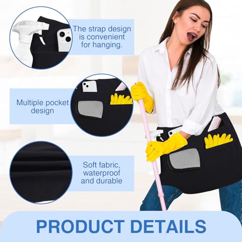 2 Pcs Delantales Para Limpieza, 5 Pocket Waterproof Cleaning Apron for Limpieza Housekeeping with 4 Pcs Sponge
