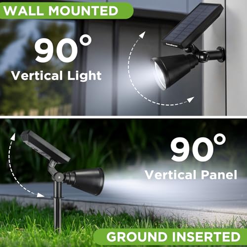 InnoGear Solar Spot Lights Outdoor for Flag Pole - Cool White, Adjustable & Dual Mode