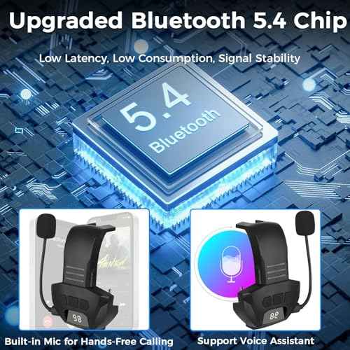 Bluetooth Adapter with Mic for Walker's Shooting Earmuffs, Rechargeable Wireless Bluetooth 5.4 Receiver for Hands-Free Call, 50H Battery Life (Black)