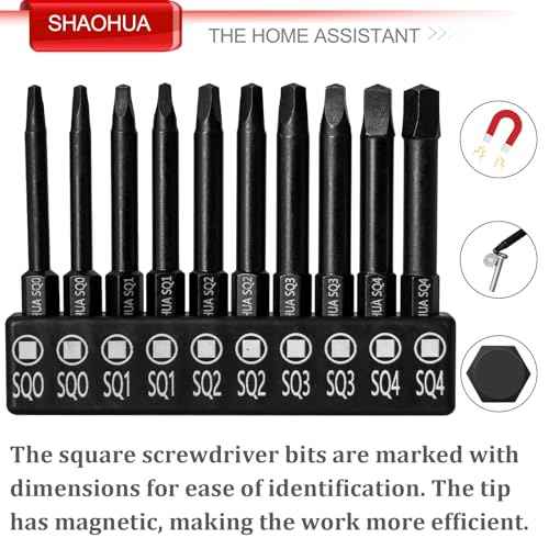 10PCS Square Drill Bit, 2.36" Magnetic Head Robertson Screwdriver, 1/4 Inch Hex Shank Square Bit Set Sizes #0,1,2,3 and #4, PREMIUM S2 Alloy Steel Robertson Driver Bits, Pocket Hole Screw Drill Bit