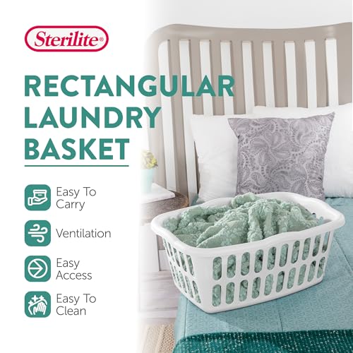 Sterilite White 12-Pack Rectangular Laundry Basket - Plastic Clothes Hamper