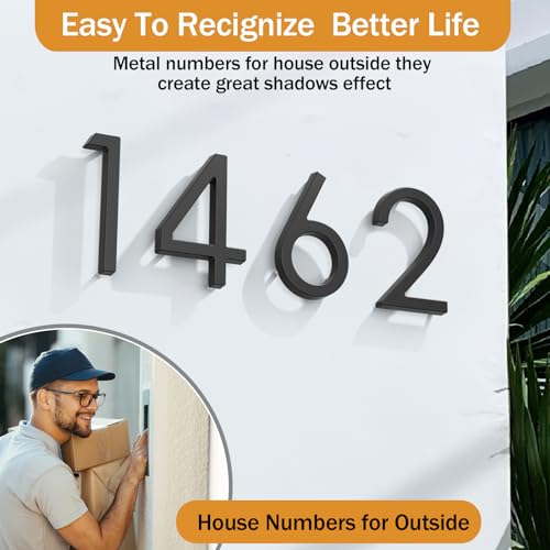 FumWens 6 Inch Floating House Numbers for Outdoors - Metal Address Sign Style 1