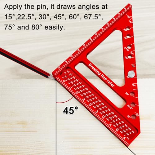ViewReal Large Carpenter Square 3D Multi-Angle Ruler - Red