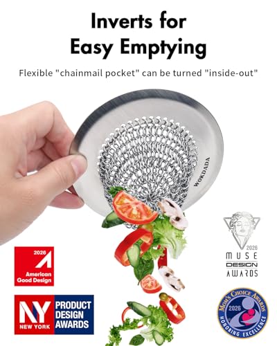 Wokdada Reversible Stainless Steel Kitchen Sink Drain Strainer - Silver