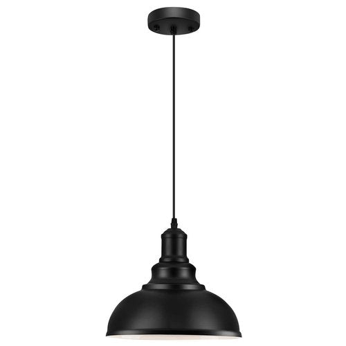 LOEHINLE Pendant Lighting Vintage Industrial Fixtures, Black Metal Farmhouse Lights, Ceiling Lamp for Kitchen Home Island Dining Room Bedroom, 11.4 inches