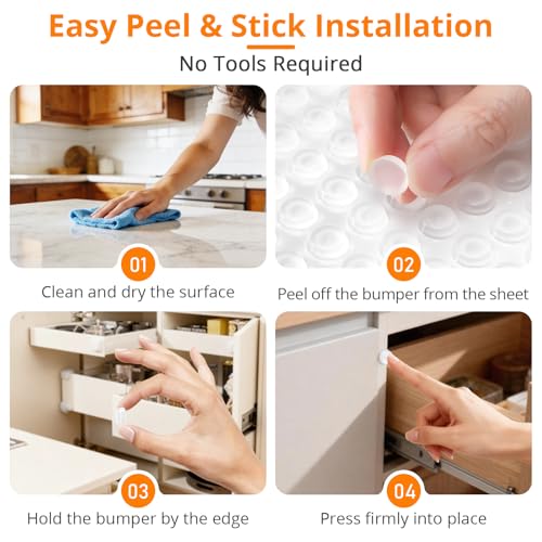 CHUNZEXI 192 pcs Clear Rubber Bumper Pads 1/2 inch Round Silicone Cushions