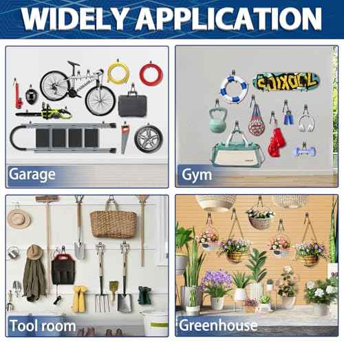 3-H Garage Wall Hooks 20 Pack, Garage Hooks Heavy Duty with Extra Welding Spots, Garage Organizer for Garden, Lawn, Chairs, Ladders, Weed Eater, Shovel(Black?)