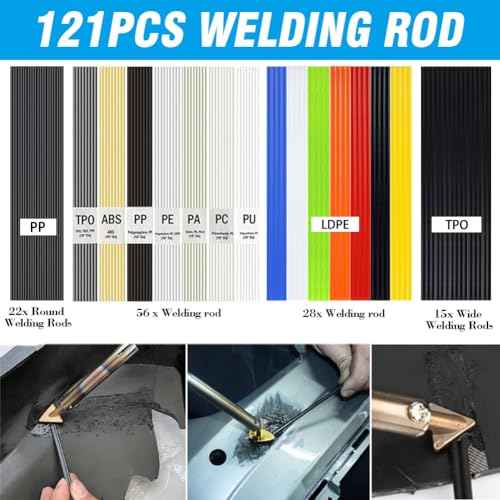 100W Plastic Welding Kit, Plastic Welder Soldering Iron Kit with 121pcs Rods, Professional Surface Repair Tool for Car Bumper with 4 Welding Tips, Patch Net,Hot Iron Stand,Wire Brush,Metal Stand, etc.