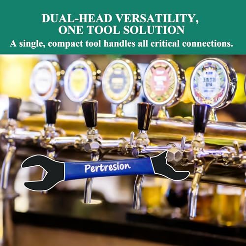 Pertresion 2-Pack Heavy Duty 304 Stainless Steel Beer Faucet Wrench - Dual Head Spanner & Hex Nut for Keg Coupler | Black