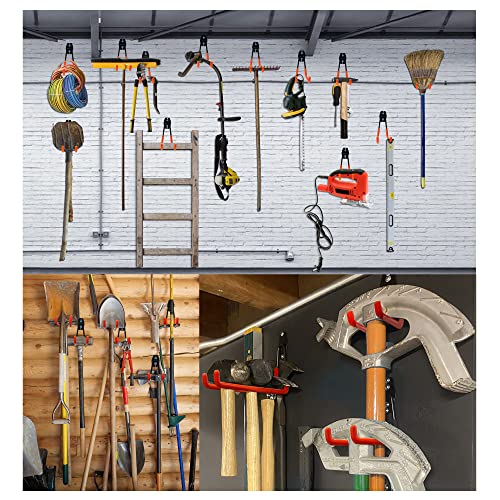 WMK 7.3'' Garage Hooks Heavy Duty Wall Hook, 6 Pack Garage Storage Hook, Wall Mount Utility Garage Hooks for Hanging Tools Bike Ladder (Orange)
