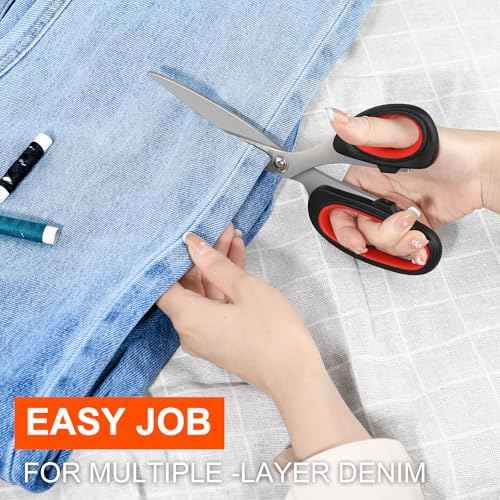 iBayam Scissors All Purpose, 9.3 Inch Scissors Heavy Duty Stainless Steel Shears for Home Household Cutting Fabric Leather, Sewing Shears, Paper Box Cutter, Package Opener, Hand Cutting Tools