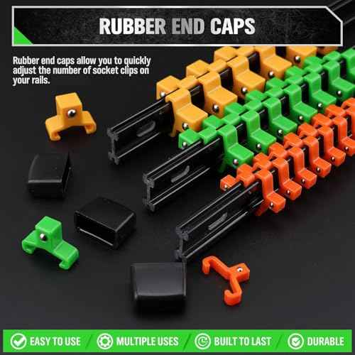 SWANLAKE Socket Organizer Set 18-Piece, 1/4-Inch x 96 Clips, 3/8-Inch x 90 Clips, 1/2-Inch x 72 Clip, Socket Organizer for Tool Box Drawer, Drive Socket Trays, Socket Holder Clip Rail