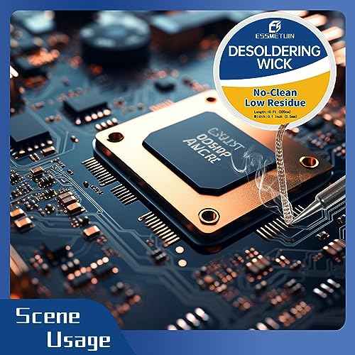 Essmtuin Solder Wick Braid 10Ft with Flux for Electronic, 2 Roll Desoldering Wick Braid Remover Solder, No-Clean Soldering Wick Used to Disassemble Electrical Components (WID 0.1in (2.5mm))