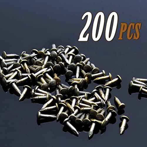 BokWin 200 Pcs Tiny Brad Nails Bronze String Art Nails 1.2x6mm Wood Finish Nails for DIY Pictures Boxes Decorative Household Accessories