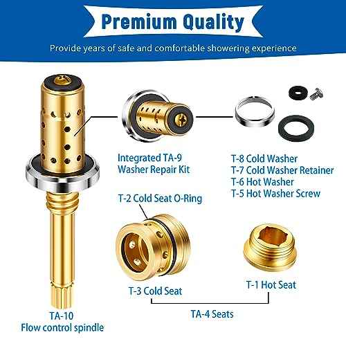 Enhon Valve Rebuild Kit Replacement for REB-VALVE, Compatible with Symmons Temptrol Valve, TA-10 Spindle Assembly, TA-4 Hot and Cold Seats, T-11 Cap Gasket, T-35A/B Seat Removal Tools (1 Pack)