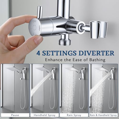 G-Promise 6-Inch All Metal Shower Diverter with Low Handheld Holder - Chrome, Model Lower 6 Inch