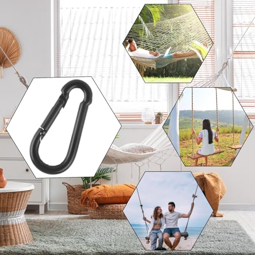 MIVIDE M4 40mm Black Carabiner Clips 100 Pack Heavy Duty Spring Snap Hooks