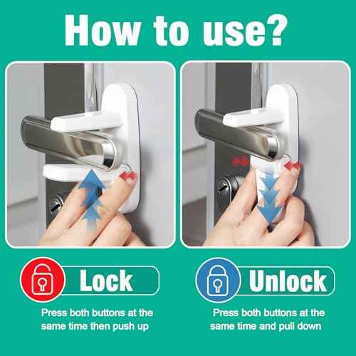 Childproof Door Lever Lock(1 Pack) Door Locks Handle for Kids Safety,Preventing Babies From Opening Doors,3M Adhesive and Tool-free Installation,Durable ABS.