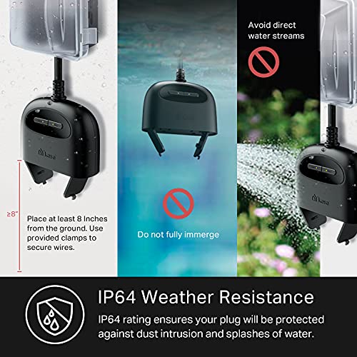 Kasa Smart Outdoor 2-Socket Wi-Fi Smart Plug - Weatherproof, App & Voice Control
