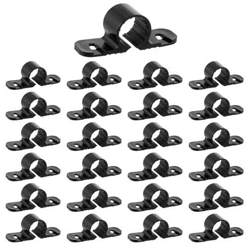 25 Pack 1/2 Inch Pipe Supports Suspension Clamp Pipe 2 Hole Mount Pipes Clamps PVC Pipes Strap Clips Conduit Strap Clamps Cushioned Heavy Duty Conduit Clips for PEX, Copper, CPVC