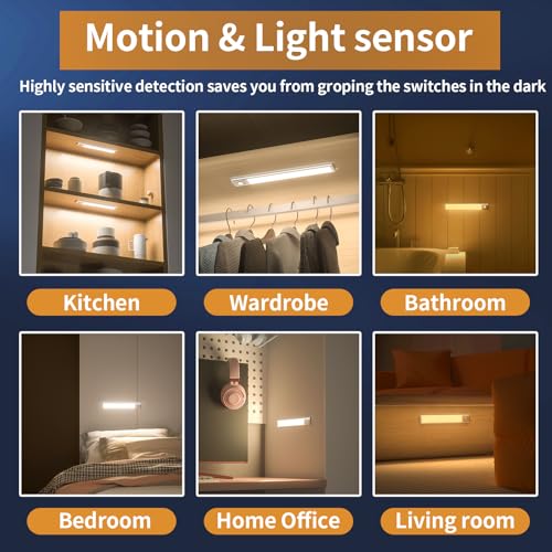 Soul Link 2-Pack 9.5" 76-LED Motion Sensor Under Cabinet Lights,