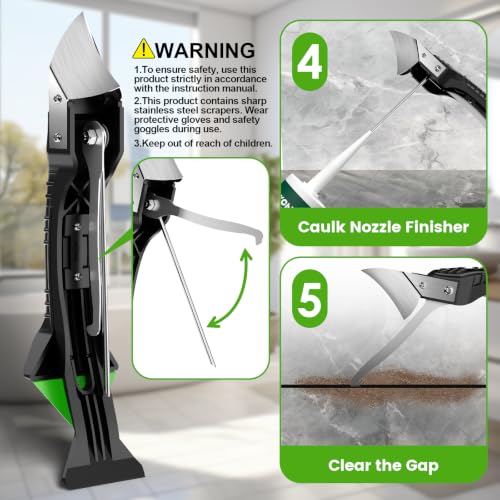 Green Goopreen 5-in-1 Silicone Caulking Tool Kit with Stainless Steel Head & Replaceable Pads