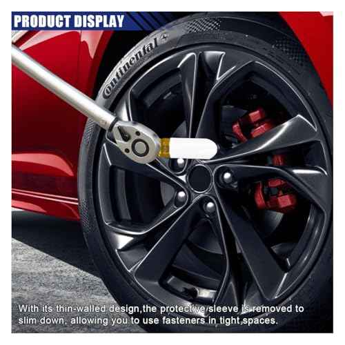 1/2" Drive 19 mm Lug Nut Impact Socket, Non-Marring Deep Lug Nut Socket, Thin Wall Wheel Rim Protector Sleeved Socket (19mm/0.7inch)