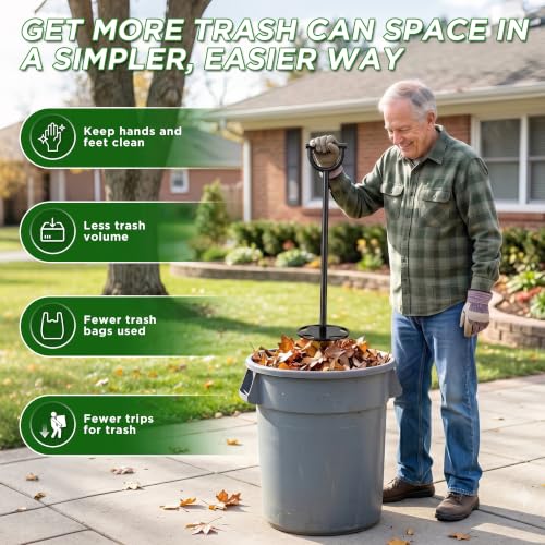 Mrhbyl 20-Inch Manual Trash Compactor for Kitchen & Yard Waste, All-Metal Space Saver