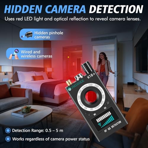 JMDHKK Black Hidden Camera Detector Spy Bug Finder Magnetic Field Scanner Privacy Tool