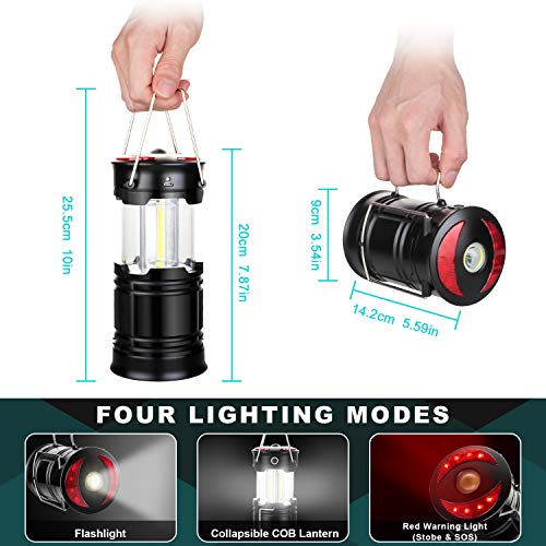 EZORKAS 2 Pack Rechargeable LED Camping Lanterns with 360° Brightness, Collapsible & Water-Resistant