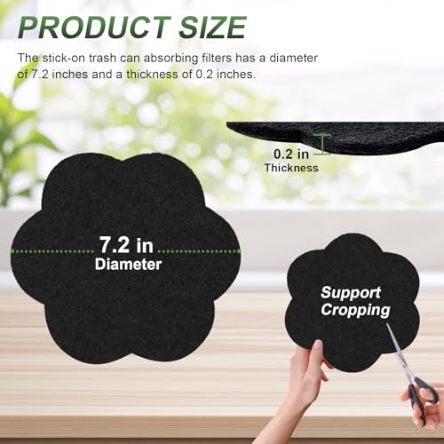 ENLOY 7.2 Inch Flower Universal Trash Can Charcoal Filter Replacement 12 Pack