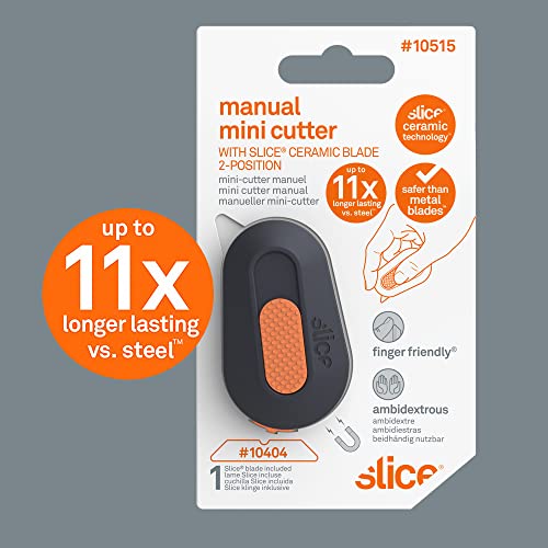 Slice Blade Locks Mini Box Cutter with Retracting Safety Ceramic Blade - Keychain Opener, 1 Pack
