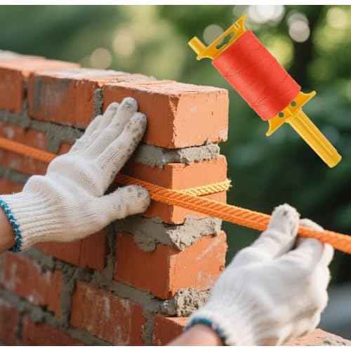 Mason Line String with Handle, #18 540 FT Braided Construction Nylon String Line, String Line Reel with 5 Built-in Levels for DIY