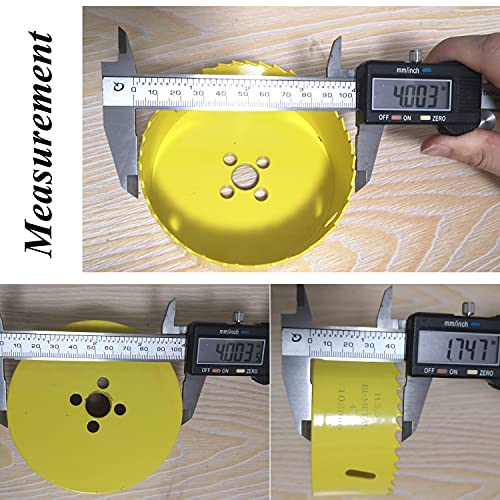 Bi-Metal 4 inch Hole Saw with Arbor Mandrel for Deeper Cutting of Wood,Cornhole Boards,Drywall,Plasterboard,Plywood,Steel,Aluminium,Brass,Copper,Zinc,Tin,102mm