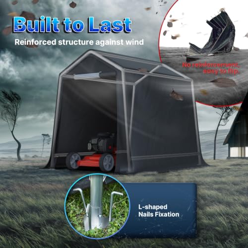 6x8 ft Outdoor Storage Shelter Carport Tent - Portable Garage with Roll-Up Doors, Vents, UV Waterproof Gray