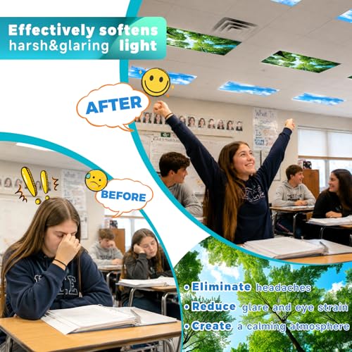 Aheroi 8-Pack Light Covers for Ceiling Lights Classroom Fluorescent, Mix Style