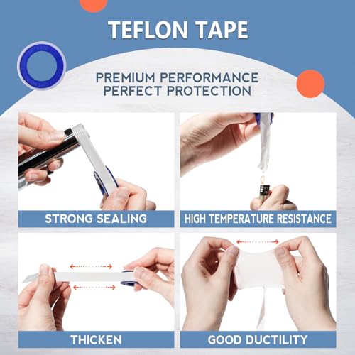 MEBMIK PTFE Teflon Tape 1/2 Inch x 520 Inches Plumbing Sealant for Shower & Water Pipes - Variation 1