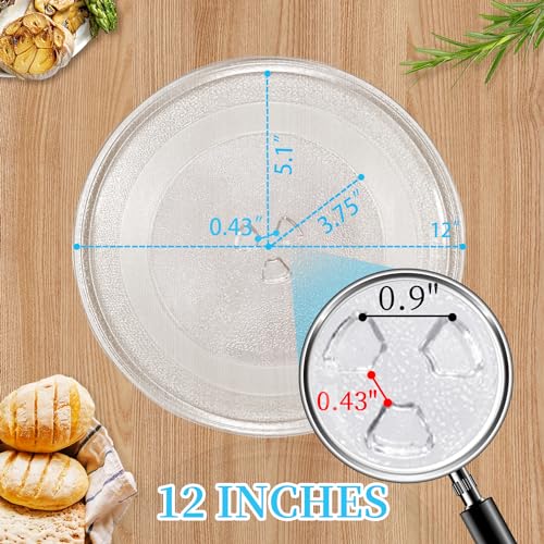 12" Microwave Plate Replacement Glass Turntable – Hiflora Fits GE/Panasonic/LG/Whirlpool & More (12inch)